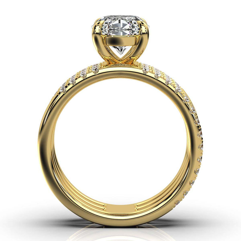 Thumbnail: Yellow Gold Tripple Row Band Lab Grown Diamond Ring