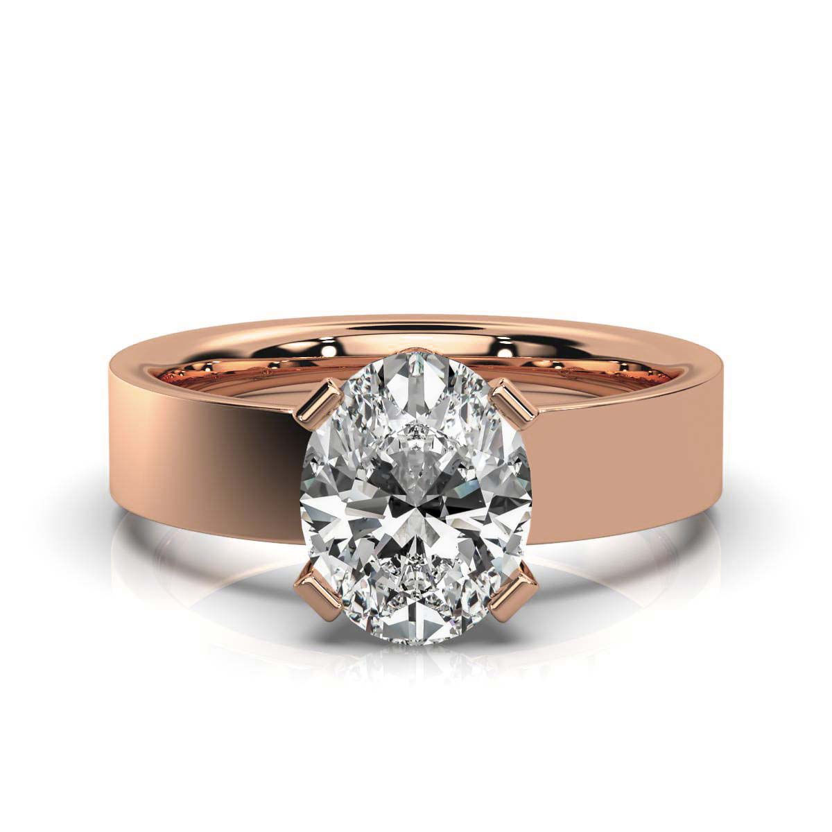 14K Solid Gold 2CT Solitaire Lab Grown Diamond Engagement Ring