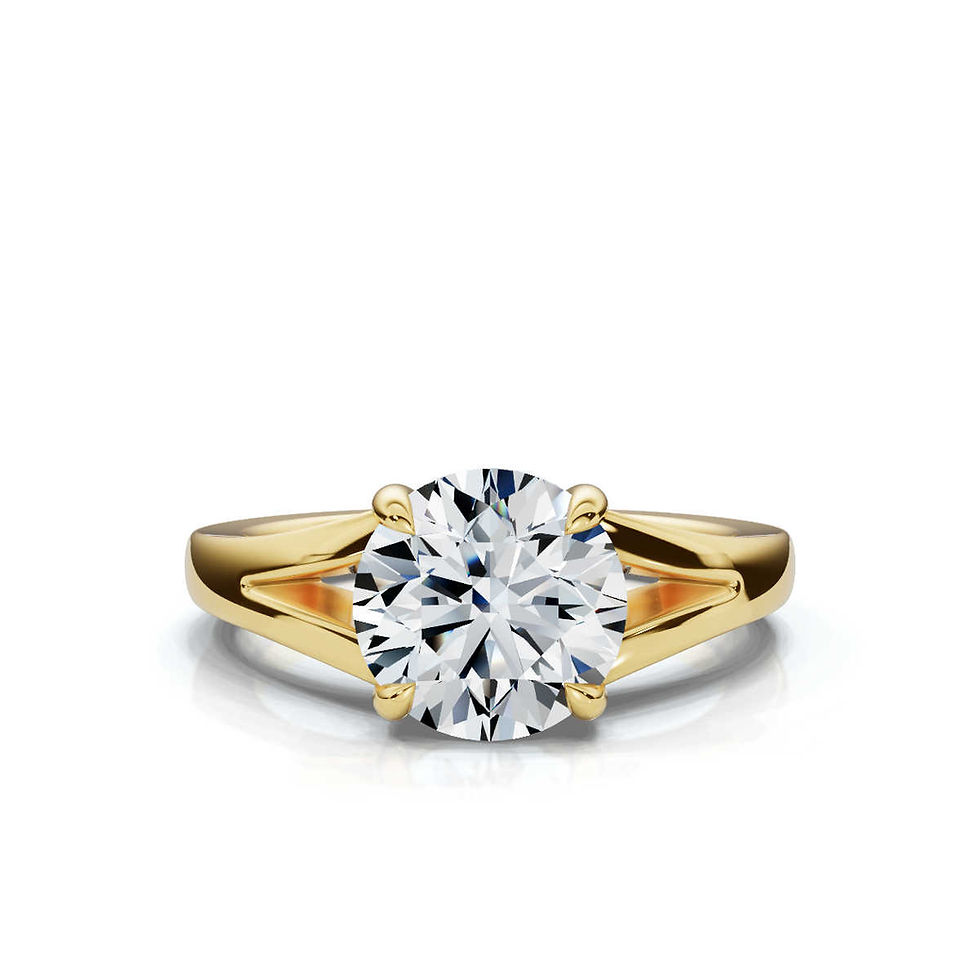 Thumbnail: 18K Solid Gold Spit Shank Solitaire Lab Grown Diamond Engagement Ring