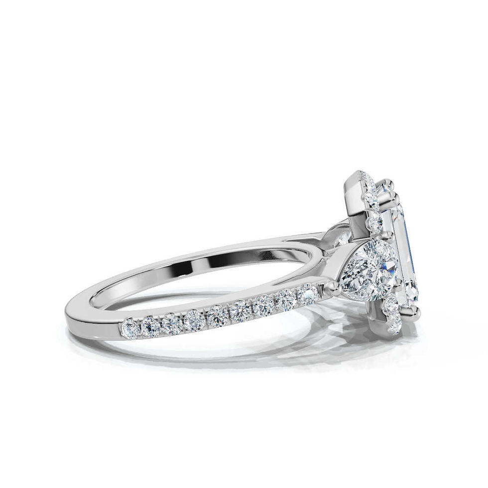 サムネイル： 18K White Gold Three Stone Lab Grown Diamond Engagement Ring