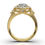 Thumbnail: Classic Solid Gold Three Stone Halo Round Diamond Ring