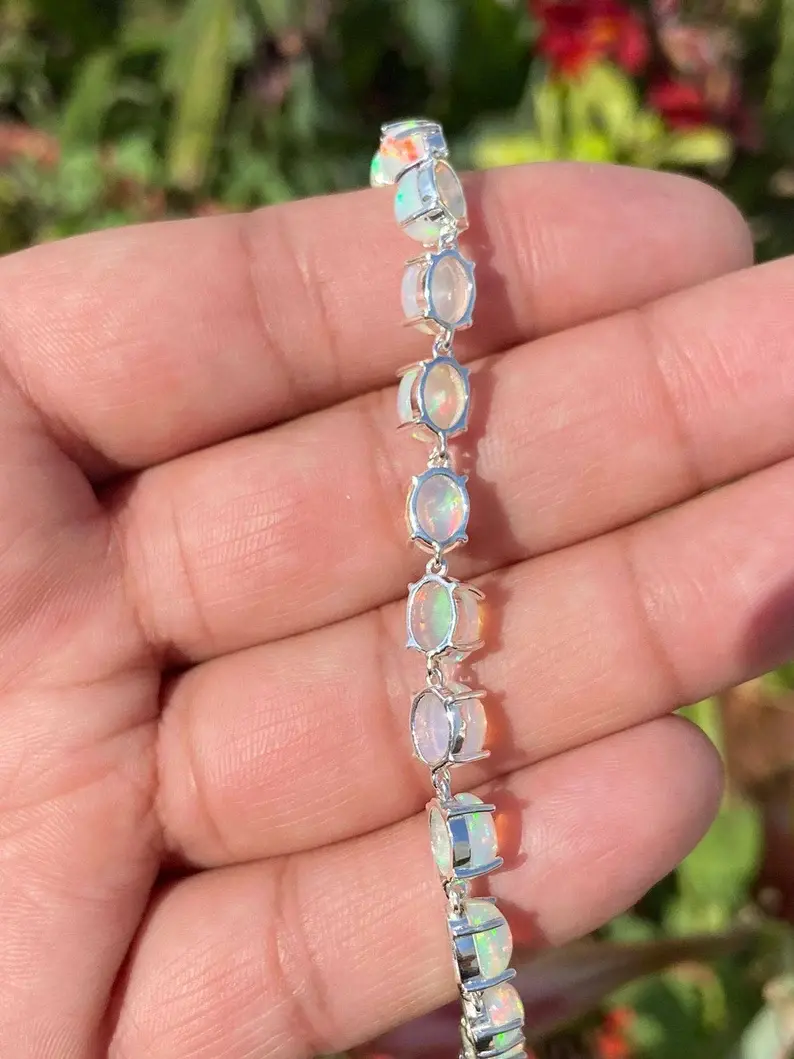 18K Solid Gold Ethiopian Opal Bracelet