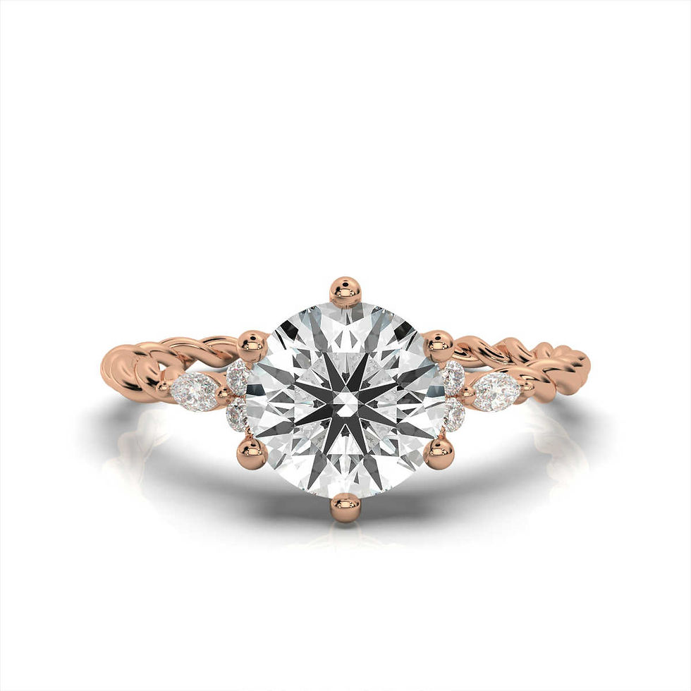 18K Rose Gold 2.1ct Round Shape Lab Grown Diamond Ring