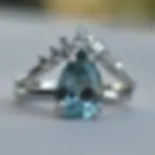 14K Solid Gold Aqua Blue Sapphire Engagement Ring Set