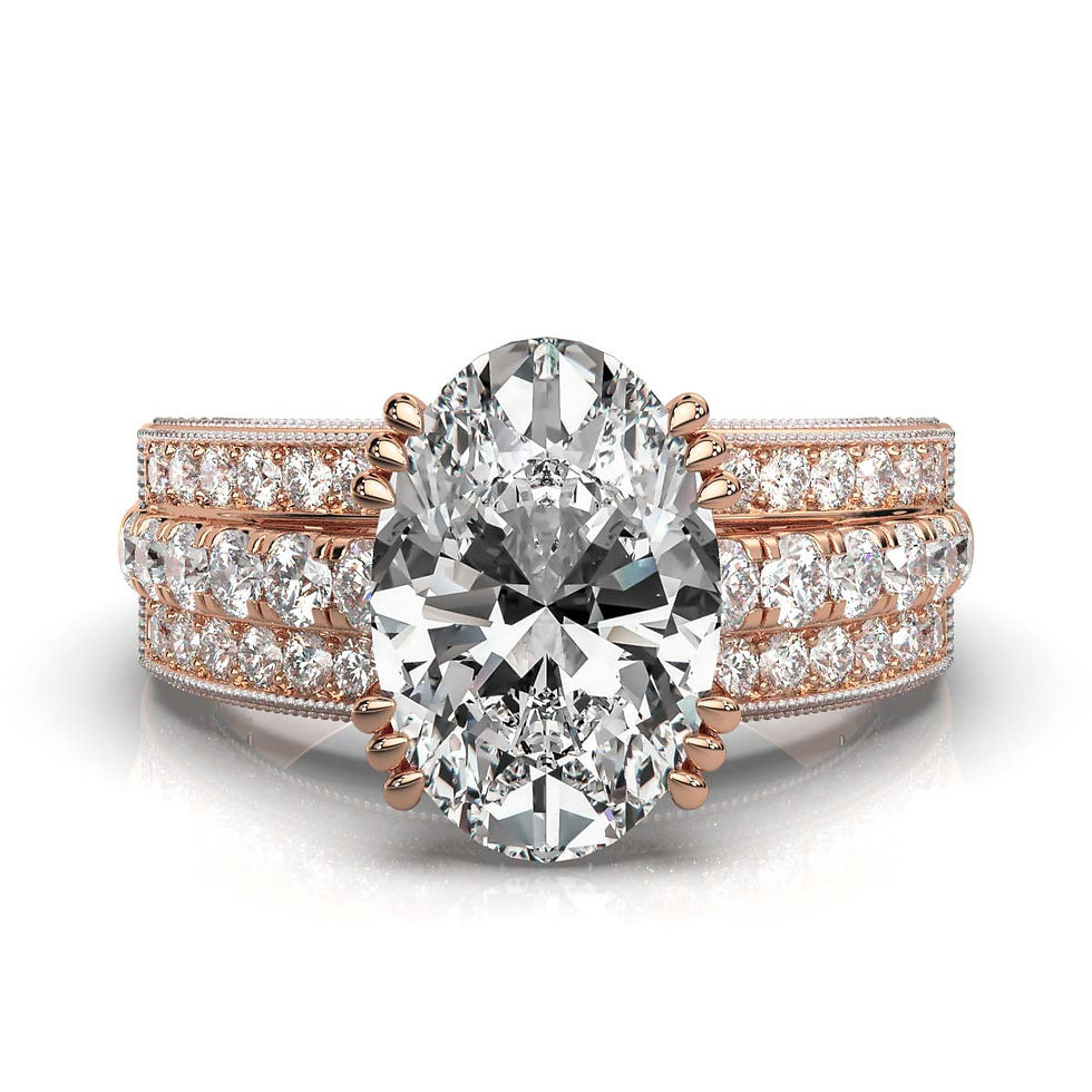 18K Rose Gold 3ct Oval Shape Lab Grown Diamond Ring