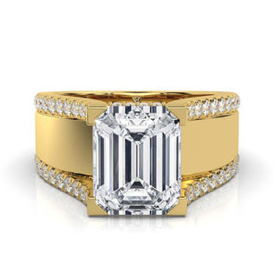 Solid gold solitaire diamond ring being sized
