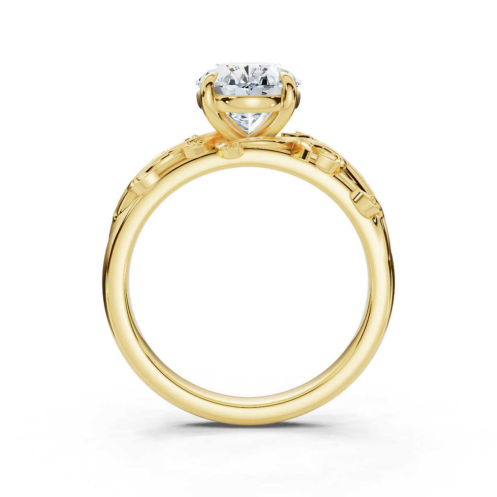 Thumbnail: 18K Yellow Gold Floral Lab Grown Diamond Engagement Ring