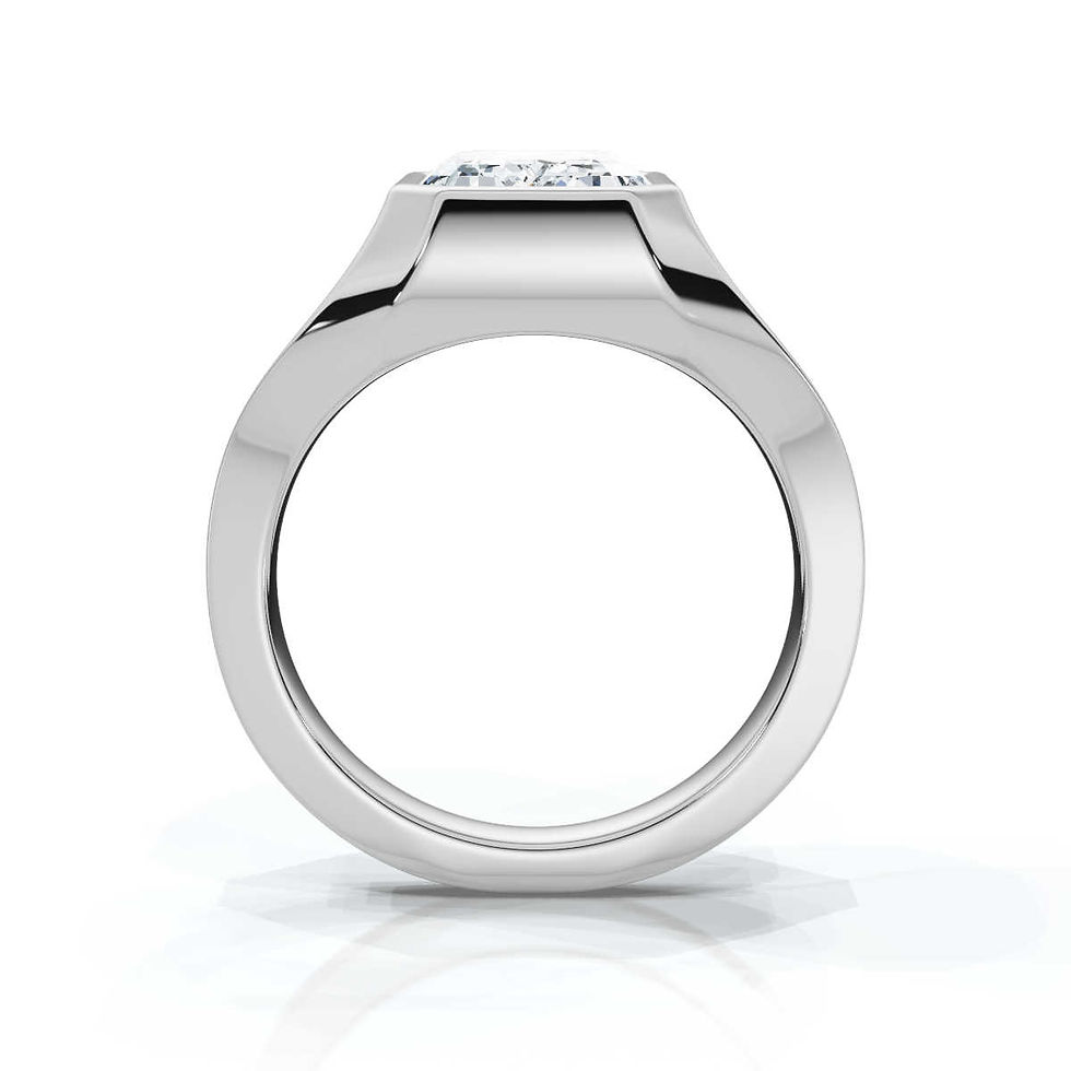 Thumbnail: 18K White Gold Emerald Cut Lab Grown Diamond Ring