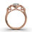Thumbnail: Rose Gold Three Stone Halo Lab Grown Diamond Ring