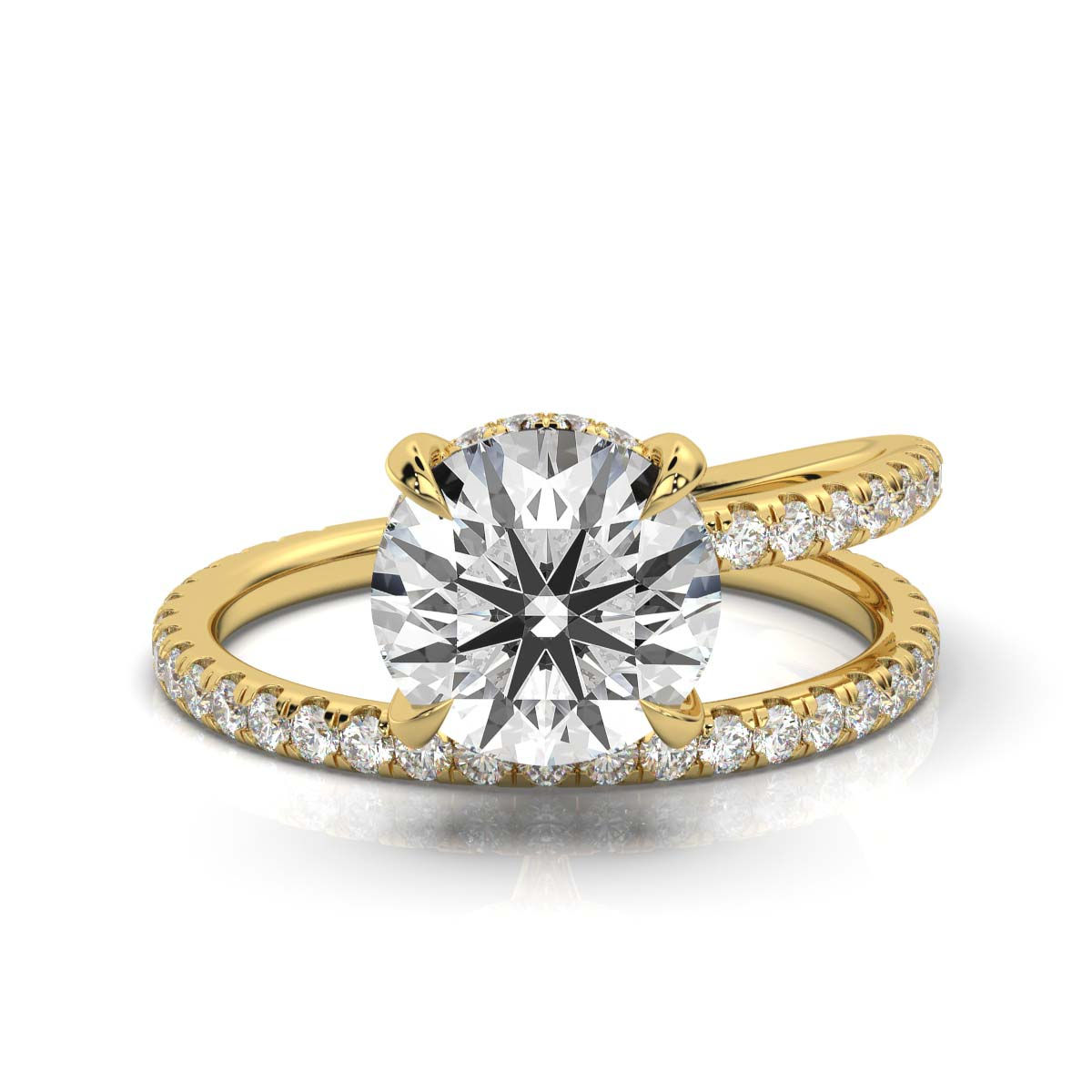 14K Solid Gold Split Shank Lab Grown Diamond Ring