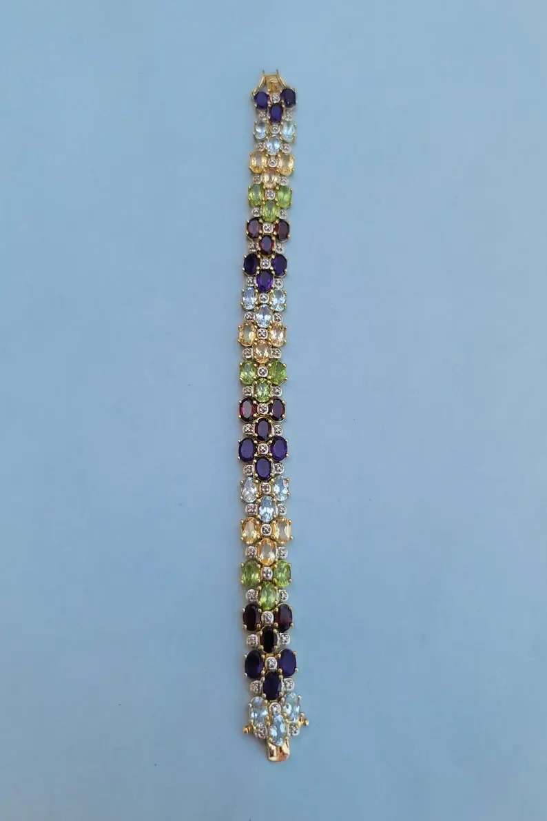 18K Solid Gold Sapphire Tennis Bracelet