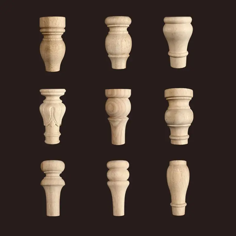 Thumbnail: Round Solid Wood Table Legs for Furniture Wooden Chair Sofa Foot Cabinet Bed