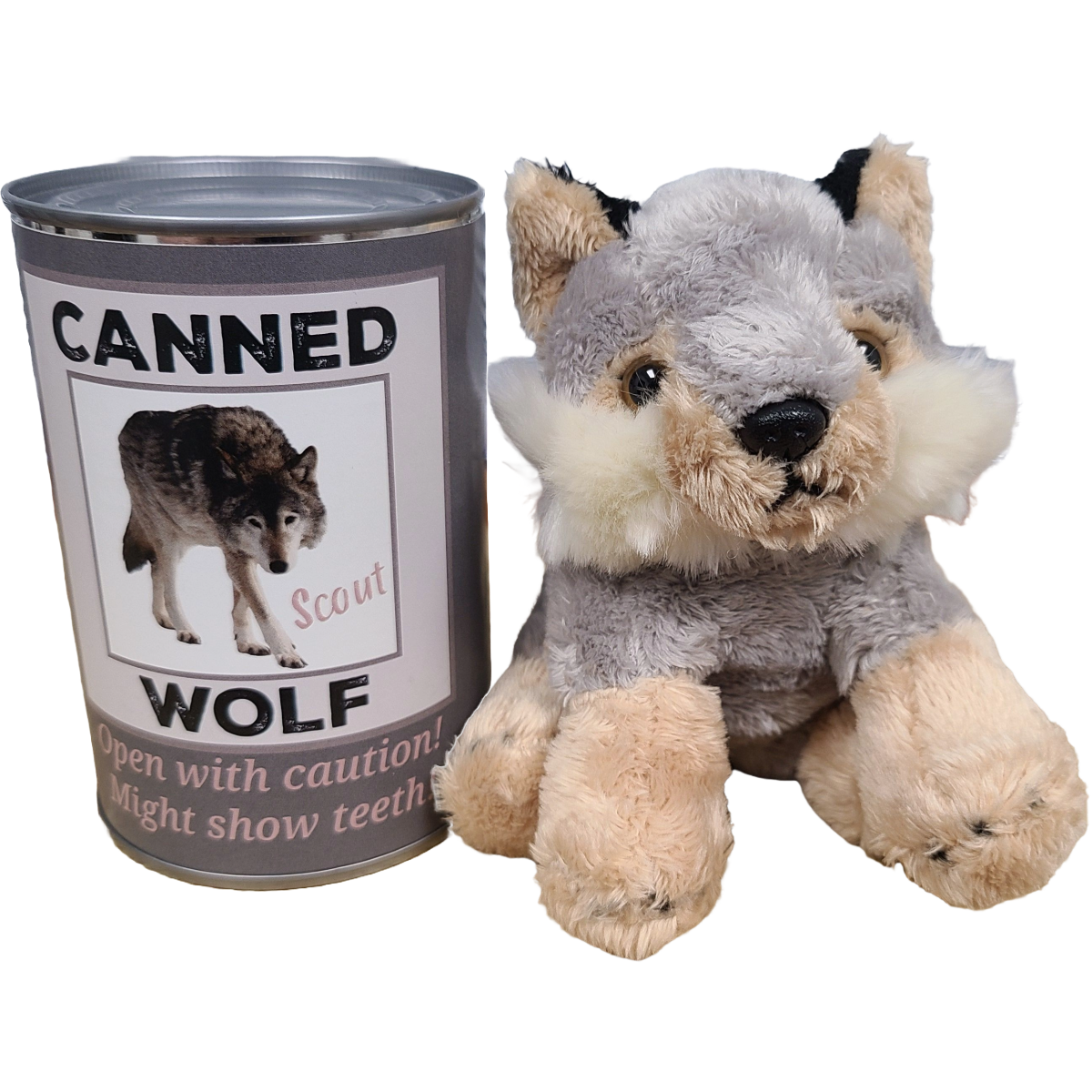 Scout the Canned Wolf - Stuffed Animal Plush w/Funny Jokes