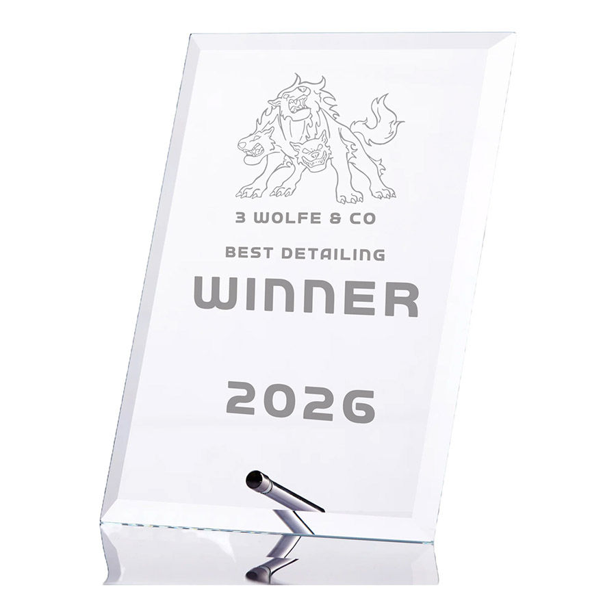 Glass award with Polished Chrome stand (Single)