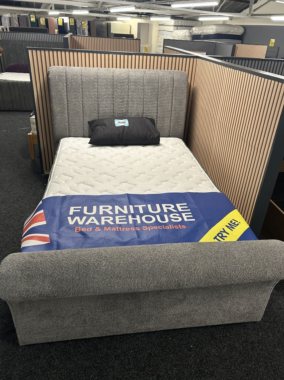 Thumbnail: Clearance!! Double 4ft6 Teddy Grey Fabric Scroll Bedframe