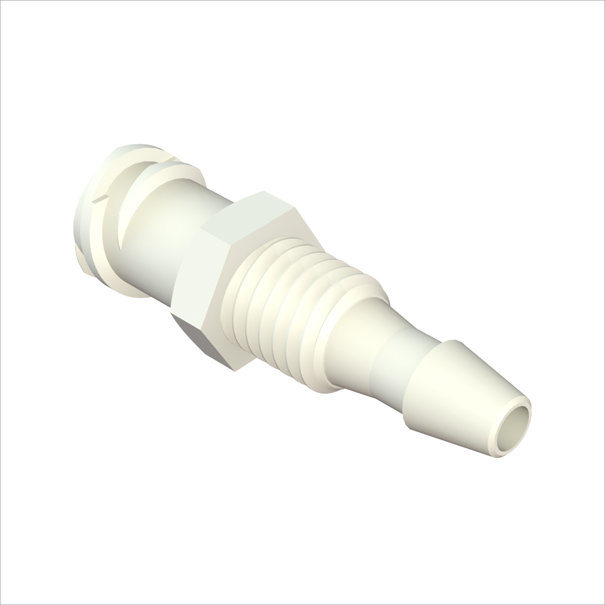 PASSE-CLOISON LLF 1/4-28 UNF / BARB POUR ØI 3.2mm - PA BLANC