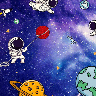 Papier peint Walldreamer motif astronautes et galaxie fond bleu nuit pour chambre enfant - disponible à Nice chez Atelier Marceau