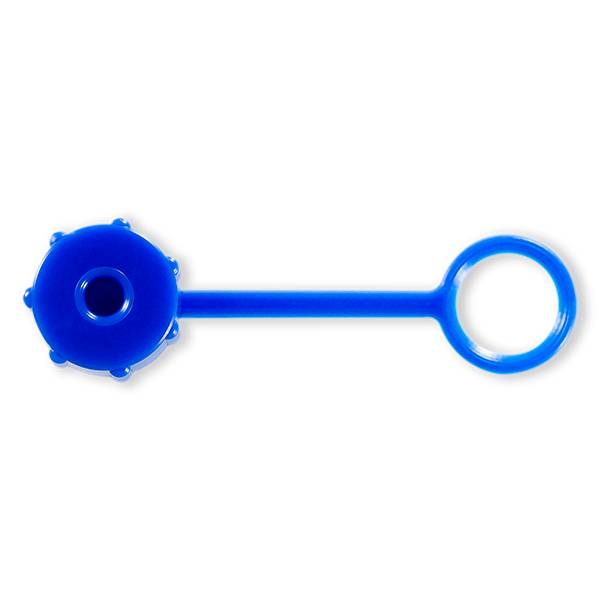 BOUCHON ETANCHE LUER LOCK MALE AVEC ATTACHE - PEBD BLEU