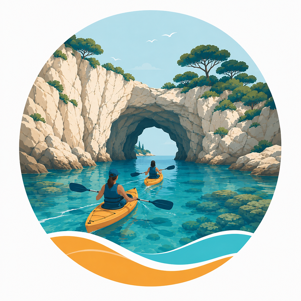 Kayak trip in a sea cave on the peninsula