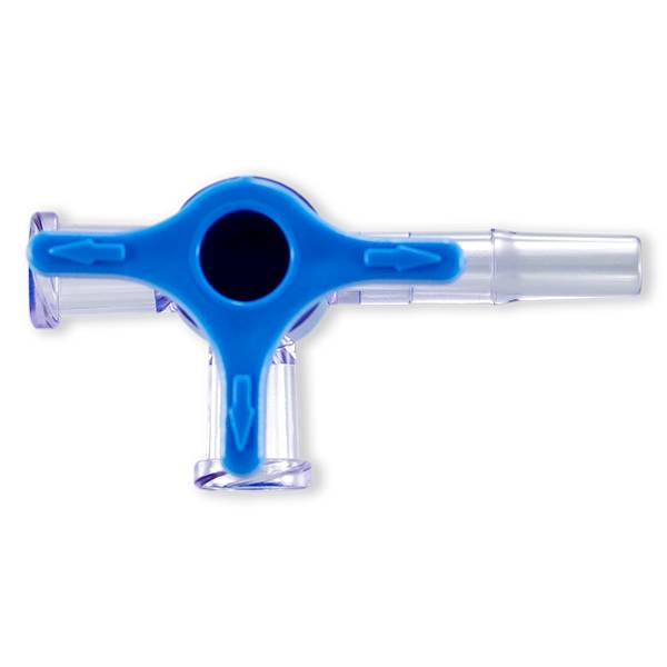 ROBINET 4 VOIES ON 360° BLEU - 2x LLF / TUBE ØE 2.5mm - PC RAD