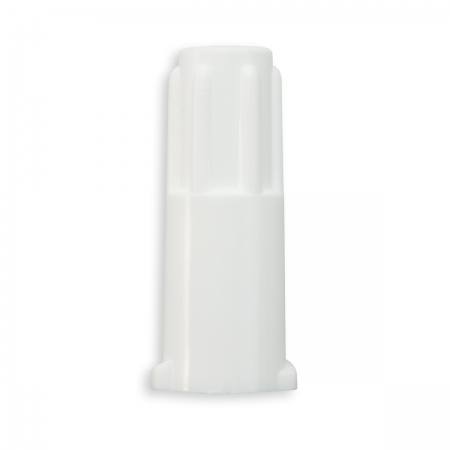 BOUCHON HEX NON ETANCHE LUER LUG FEMELLE AVEC TROU - PP BLANC