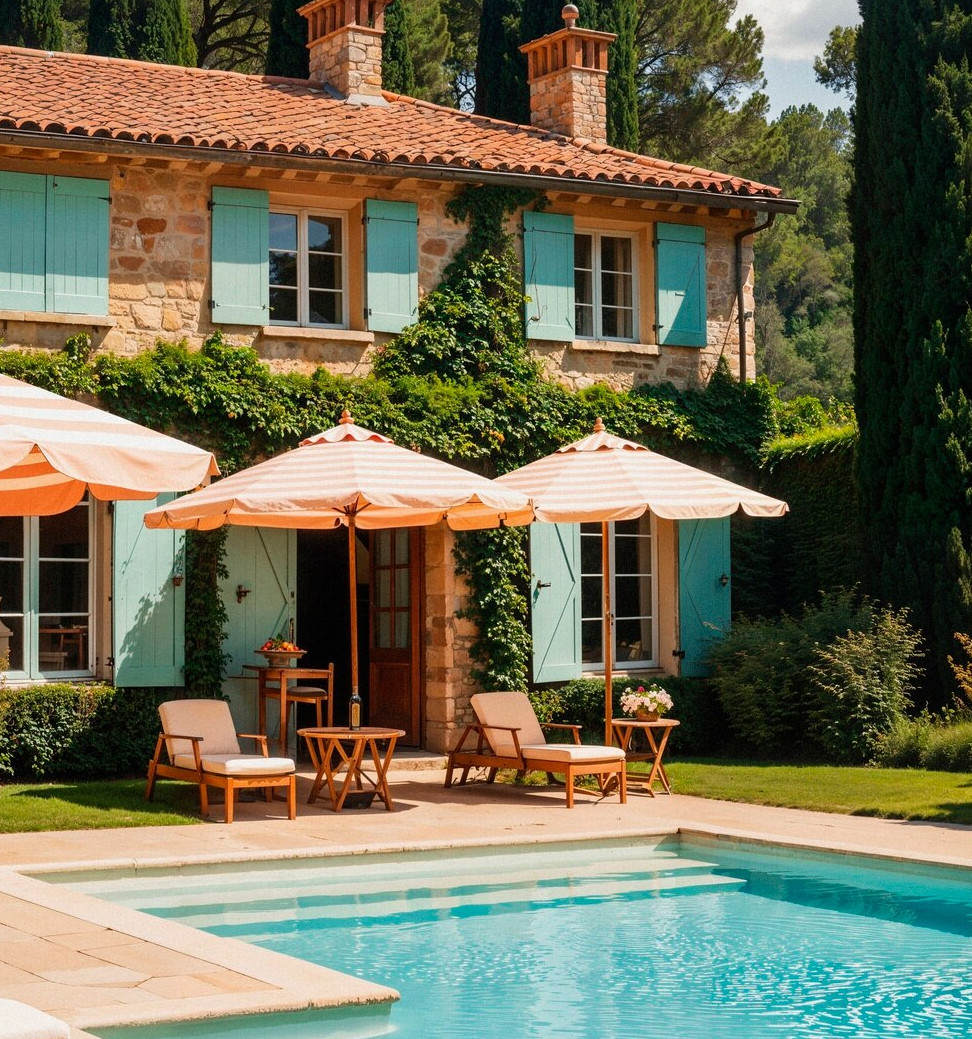 Terrasse ensoleillée d'une villa en location saisonnière à Cannes ou Antibes