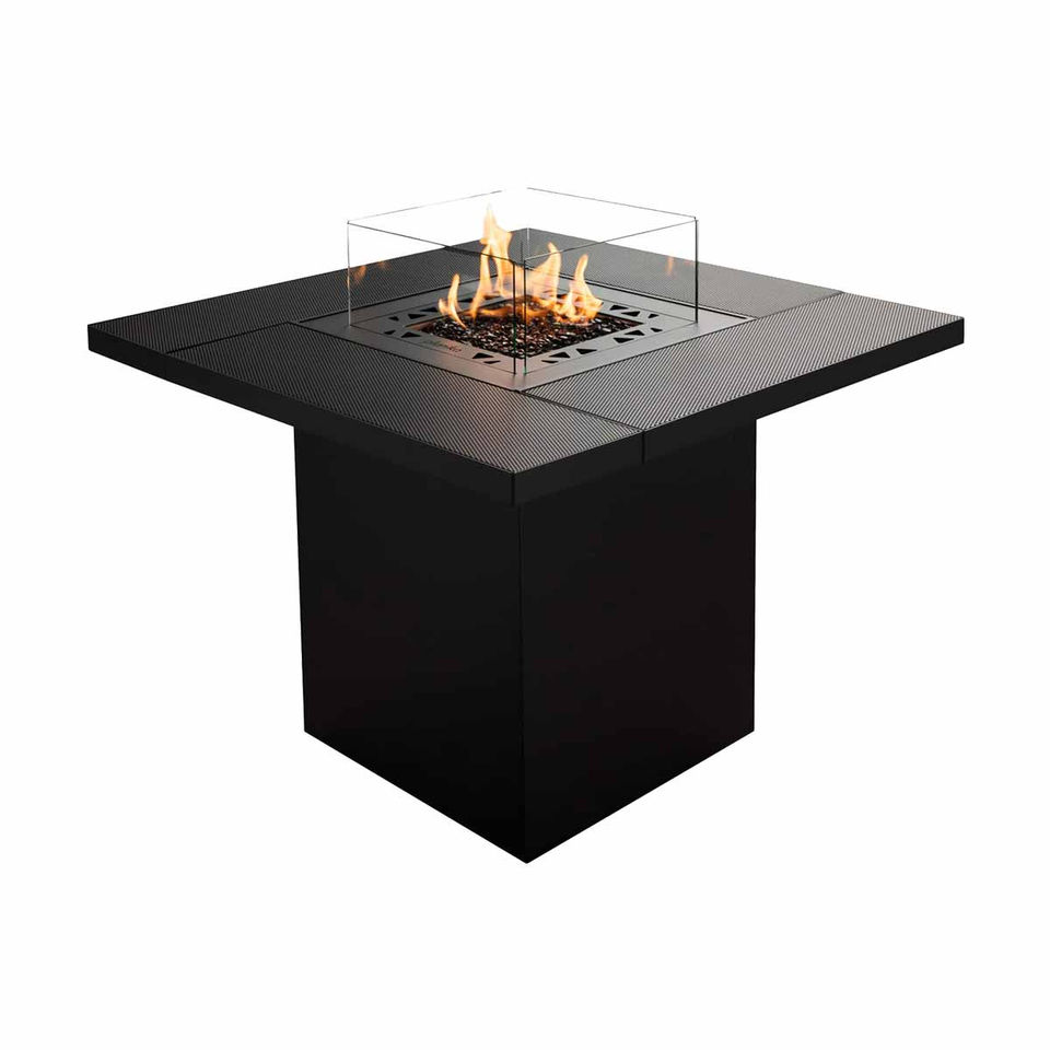 Flamme centrale de la cheminée Planika protégée par vitres en verre trempé