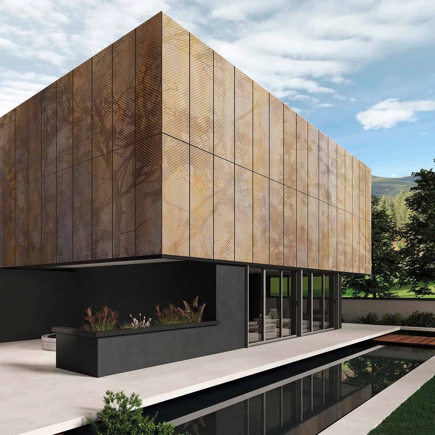 Revêtement de façade extérieure Technografica avec panneaux design effet métal