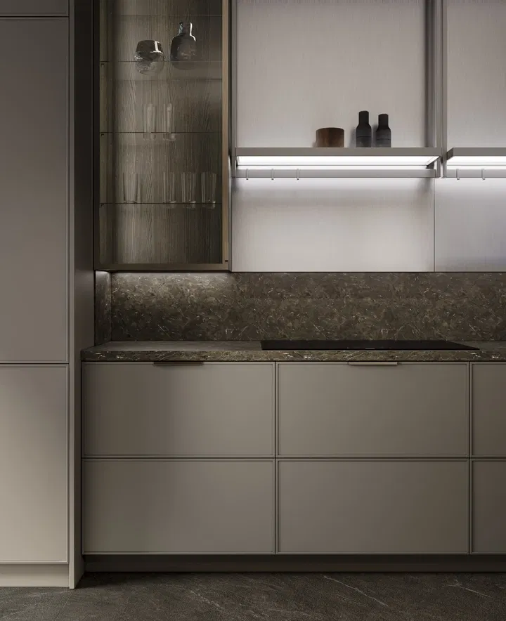 Cuisine WAKUU Leicht : façade mate, géométries douces et style minimaliste haut de gamme