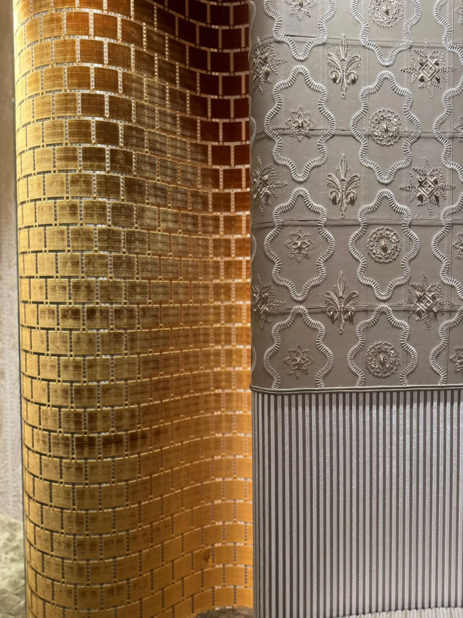 Détail de tissu luxueux et texturé pour décoration intérieure – Paris Déco Off 2026