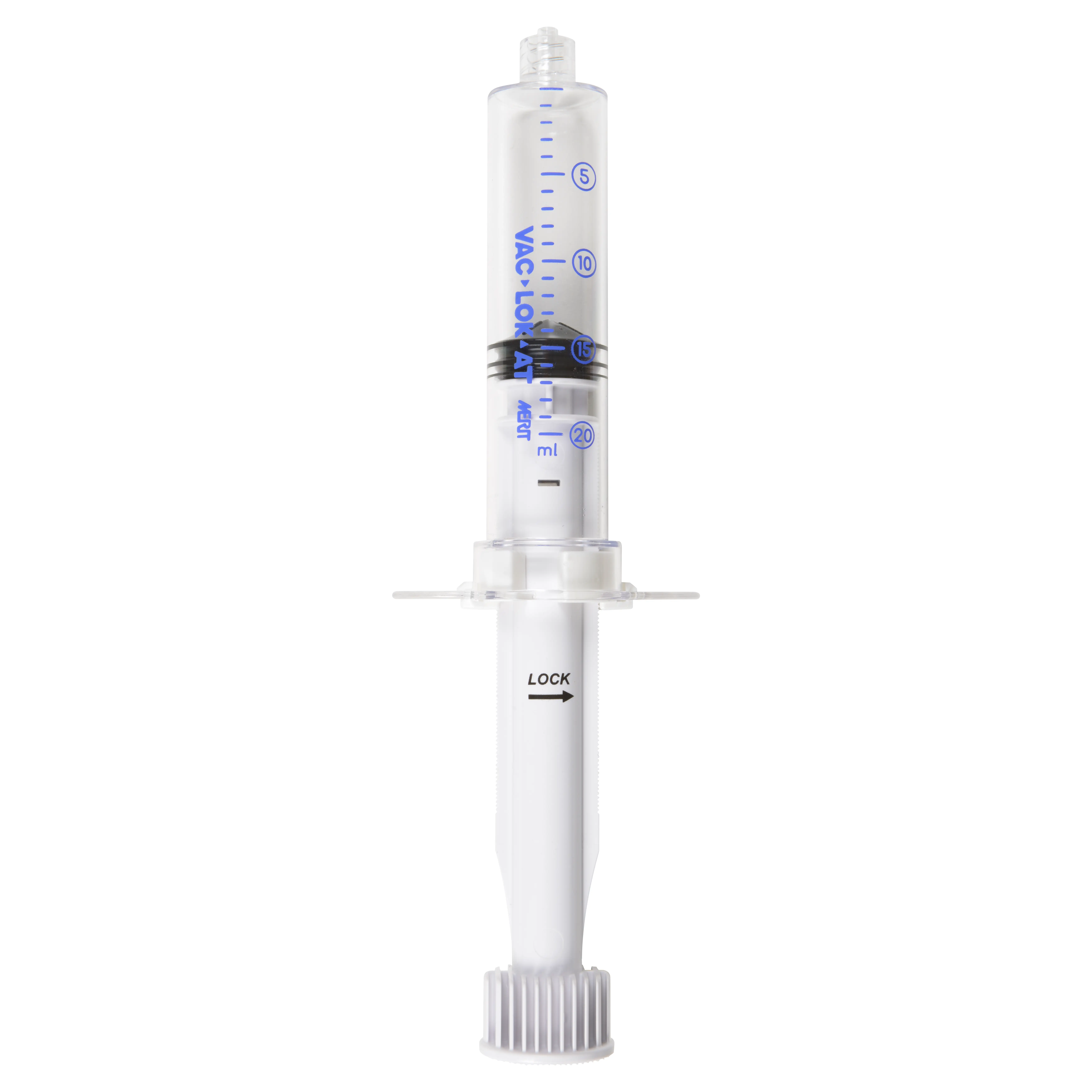20mL VACCUM PRESSURE LOCKING PC SYRINGE - LLM - WHITE PLUNGER