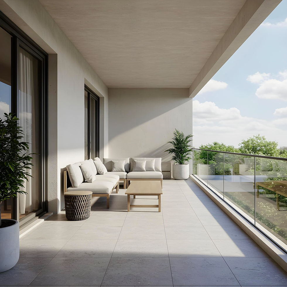 Balcon moderne avec vue sur mer d'un bien immobilier à vendre à Cannes ou Antibes