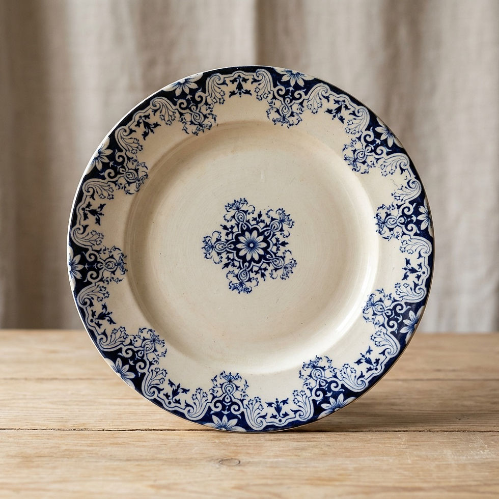 Assiette ancienne en porcelaine bleue et blanche – rachat d'objets d'art et antiquités à Nice