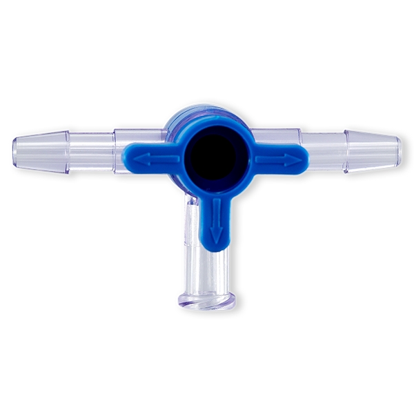 ROBINET 4 VOIES ON 360° BLEU - BARB ØI 5.0mm/LLF/BARB ØI 5.0mm - PC R
