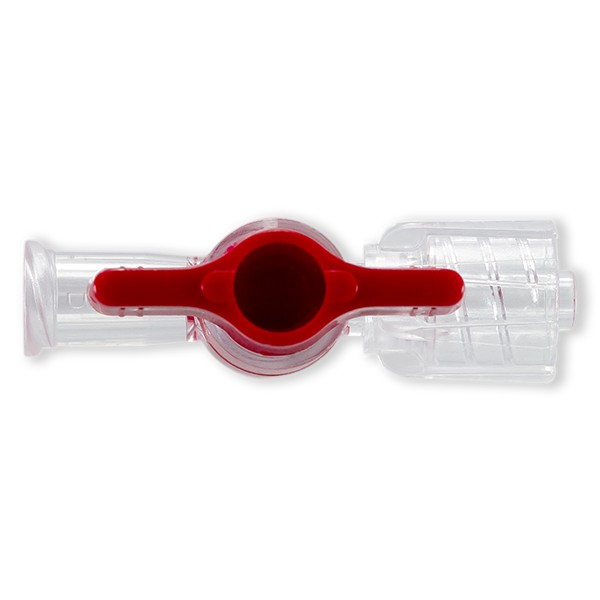 1 WAY STOPCOCK - ON 360° RED - FLL / RMLL - CLEAR PC