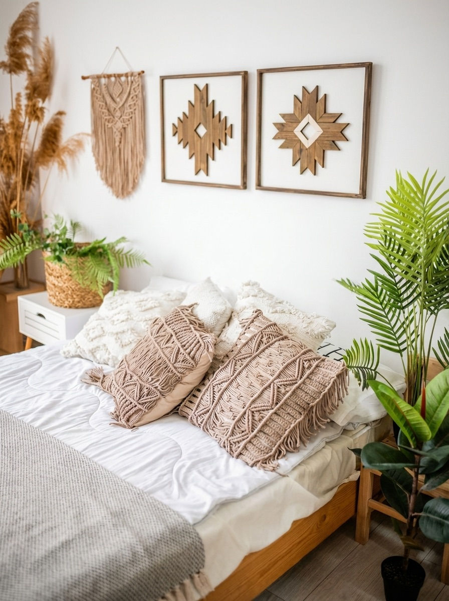Chambre décorée avec soin dans un logement en location saisonnière à Cannes ou Antibes – Bonnaud Estates