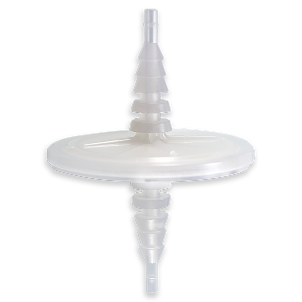 HYDROPHOBIC FILTER 0.2µm PTFE - Ø64mm - 2x SMALL HOSEBARB - PP