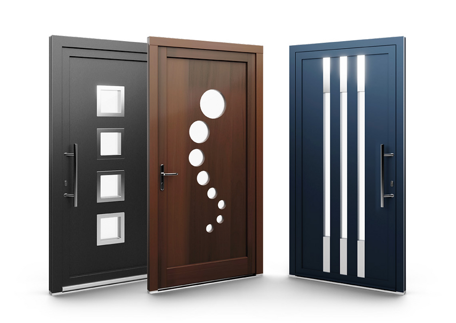 Porte d’entrée PVC avec vitrage décoratif – menuisier PVC Nice