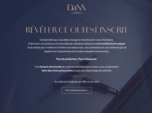 Page d'accueil du site DaNA, numérologue à Cagnes-sur-Mer, refonte Evo Consulting