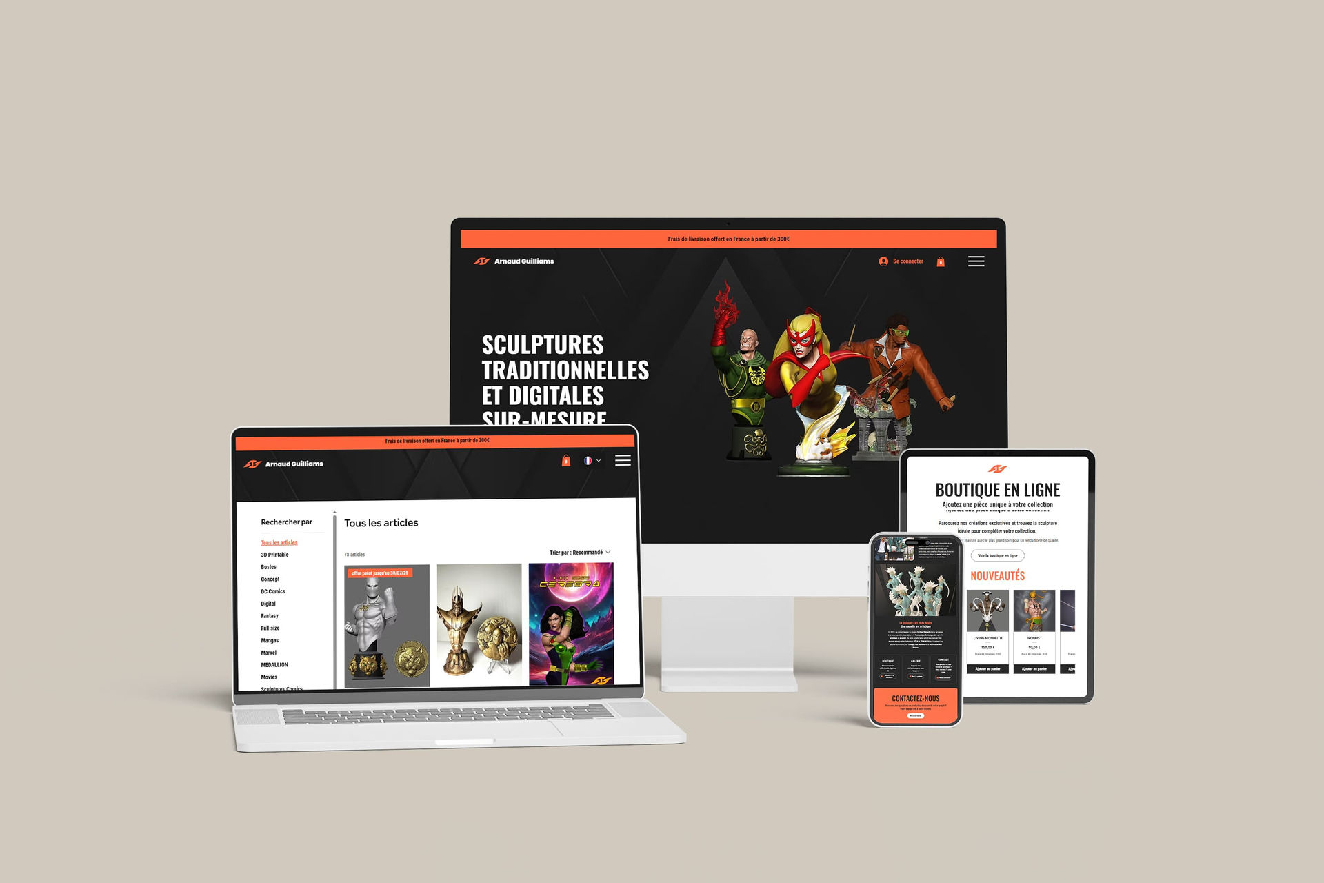 Site complet avec e-commerce et blog pour un projet de marque personnelle