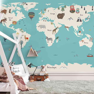 Papier peint panoramique Walldreamer jungle tropicale et guépard pour chambre enfant - disponible à Nice chez Atelier Marceau