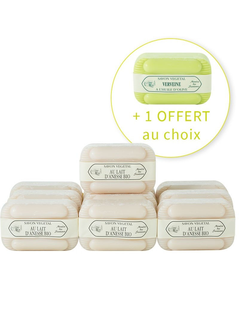 Lot de 10 + 1 offert savons au lait d’ânesse BIO