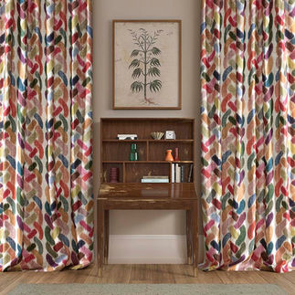 Rideau Wind imprimé multicolore façon feuillage stylisé, disponible à Nice chez Atelier Marceau