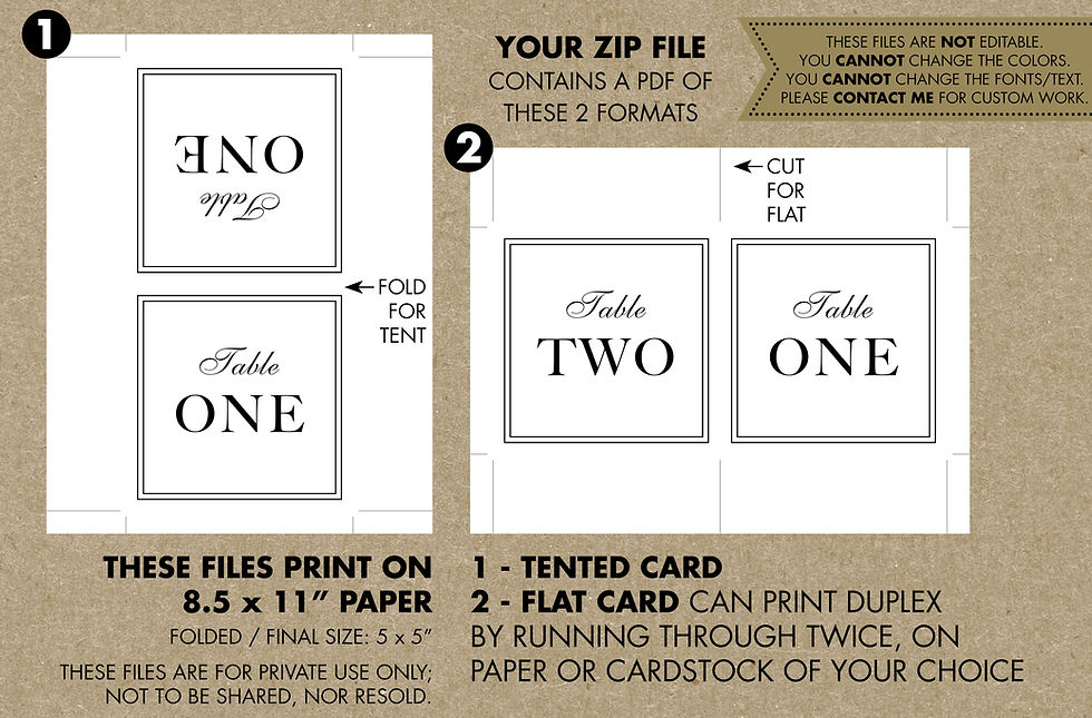 Thumbnail: Printable Wedding Table Number Cards