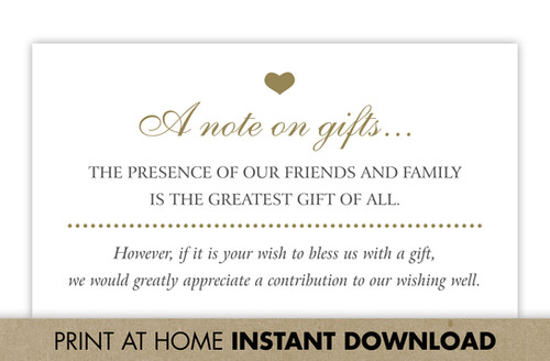 Paper Gift Note Printable Note On Gifts Cards | Instant Downloads by Paper Ink Love