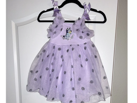 Bluey Lavender Floral Tutu Dress Girls 5T Sleeveless Party Ruffle Bow