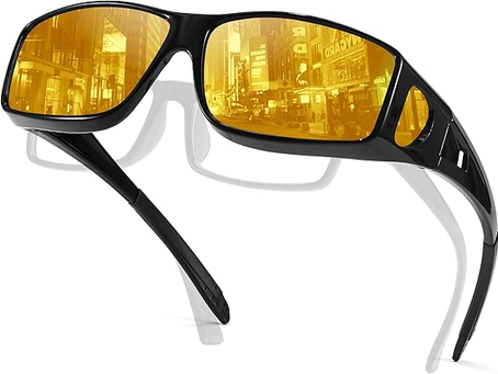 Myiaur Night Driving Glasses for Men Women, Polarized Anti-Glare and UV400 Protection Yellow Lens Night Vision Glasses