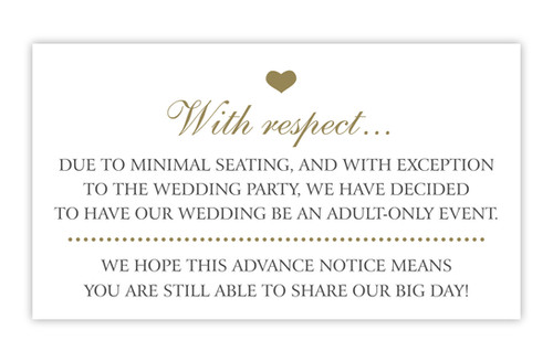 Adults Only Wedding Card | No Kids At Wedding Invitation Inserts