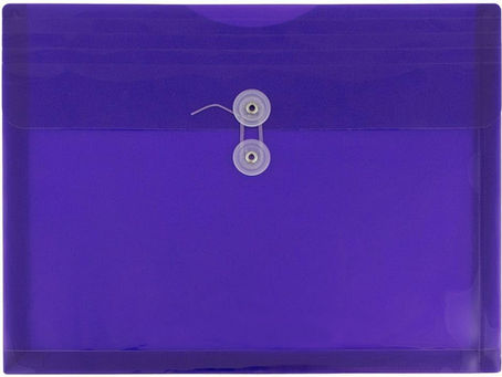 JAM PAPER Plastic Envelopes with Button & String Tie Closure - Letter Booklet - 3/4 x 13 - Purple