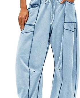Yanekop Women's Baggy Wide Leg Palazzo Pants (blue)